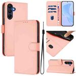For Samsung Galaxy A17 5G Skin Feel Solid Color Leather Phone Case with Lanyard(Pink)
