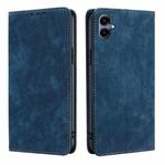 For Samsung Galaxy A06 RFID Anti-theft Brush Magnetic Leather Phone Case(Blue)