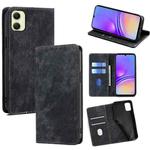 For Samsung Galaxy A05 4G RFID Anti-theft Brush Magnetic Leather Phone Case(Black)