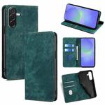 For Samsung Galaxy A36 5G RFID Anti-theft Brush Magnetic Leather Phone Case(Green)