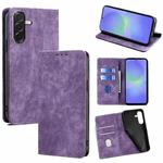 For Samsung Galaxy A36 5G RFID Anti-theft Brush Magnetic Leather Phone Case(Purple)