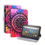 For Amazon Fire HD 8 Horizontal Flip Leather Case, with  Card Slots & Holder & Photo Frame(Datura Flowers)