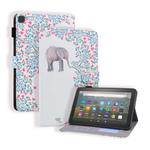 For Amazon Fire HD 8 Plus (2020) Horizontal Flip Leather Case, with  Card Slots & Holder & Photo Frame(Elephant Flower)