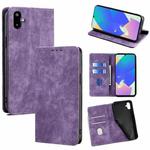For Samsung Galaxy F06 5G RFID Anti-theft Brush Magnetic Leather Phone Case(Purple)