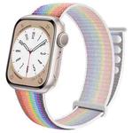 For Apple Watch 42mm / 41mm / 40mm / 38mm Dual Hook and Loop Nylon Watch Band(White Colorful)