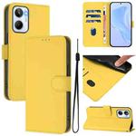 For Realme 10 4G Global Skin Feel Solid Color Leather Phone Case with Lanyard(Lemon Yellow)