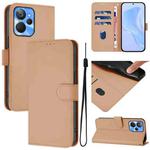 For Realme 10T 5G / 10s 5G Skin Feel Solid Color Leather Phone Case with Lanyard(Nude)