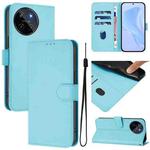 For Realme 11 4G Global Skin Feel Solid Color Leather Phone Case with Lanyard(Sky Blue)