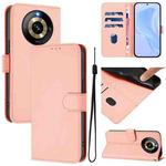 For Realme Narzo 60 Pro Global Skin Feel Solid Color Leather Phone Case with Lanyard(Pink)