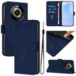 For Realme Narzo 60 Pro Global Skin Feel Solid Color Leather Phone Case with Lanyard(Navy Blue)