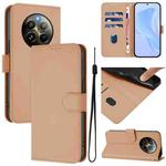 For Realme 12+ 5G Global Skin Feel Solid Color Leather Phone Case with Lanyard(Nude)