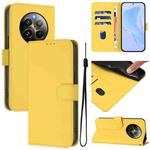 For Realme 12+ 5G Global Skin Feel Solid Color Leather Phone Case with Lanyard(Lemon Yellow)