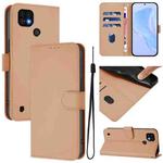 For Realme C20 / C11 2021 / C21 Skin Feel Solid Color Leather Phone Case with Lanyard(Nude)