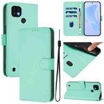 For Realme C20 / C11 2021 / C21 Skin Feel Solid Color Leather Phone Case with Lanyard(Mint Green)