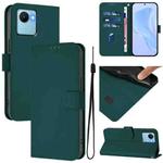 For Realme C30 4G / C30s Skin Feel Solid Color Leather Phone Case with Lanyard(Dark Green)