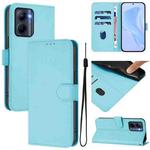 For Realme C33 Global Skin Feel Solid Color Leather Phone Case with Lanyard(Sky Blue)