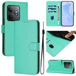 For Realme GT 6 5G Global Skin Feel Solid Color Leather Phone Case with Lanyard(Green)