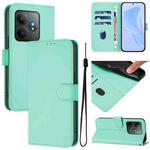 For Realme GT 6 5G Global Skin Feel Solid Color Leather Phone Case with Lanyard(Mint Green)