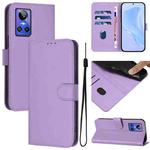 For Realme GT Neo 3 Skin Feel Solid Color Leather Phone Case with Lanyard(Lavender Purple)