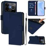 For Realme GT3 5G / GT Neo 5 240W Skin Feel Solid Color Leather Phone Case with Lanyard(Navy Blue)