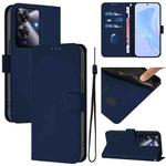 For Realme Note 60 4G Global Skin Feel Solid Color Leather Phone Case with Lanyard(Navy Blue)