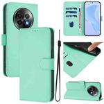 For Realme 13+ 5G Global Skin Feel Solid Color Leather Phone Case with Lanyard(Mint Green)