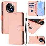 For Realme C63 5G Global Skin Feel Solid Color Leather Phone Case with Lanyard(Pink)