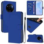 For Realme Narzo 80 Pro Skin Feel Solid Color Leather Phone Case with Lanyard(Dark Blue)