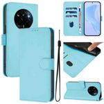 For Realme Narzo 80 Pro Skin Feel Solid Color Leather Phone Case with Lanyard(Sky Blue)