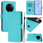 For Realme Narzo 80 Pro Skin Feel Solid Color Leather Phone Case with Lanyard(Lake Blue)