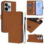 For Realme Neo7 Turbo 5G Skin Feel Solid Color Leather Phone Case with Lanyard(Brown)