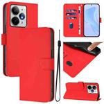 For Realme Neo7 Turbo 5G Skin Feel Solid Color Leather Phone Case with Lanyard(Red)