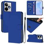 For Realme Neo7 Turbo 5G Skin Feel Solid Color Leather Phone Case with Lanyard(Dark Blue)