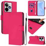 For Realme Neo7 Turbo 5G Skin Feel Solid Color Leather Phone Case with Lanyard(Rose Red)