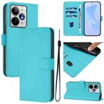 For Realme Neo7 Turbo 5G Skin Feel Solid Color Leather Phone Case with Lanyard(Lake Blue)