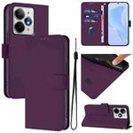 For Realme Neo7 Turbo 5G Skin Feel Solid Color Leather Phone Case with Lanyard(Violet)