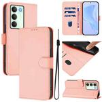 For Realme V70 5G / 14X Global Skin Feel Solid Color Leather Phone Case with Lanyard(Pink)