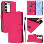 For Realme V70 5G / 14X Global Skin Feel Solid Color Leather Phone Case with Lanyard(Rose Red)
