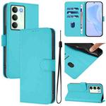 For Realme V70 5G / 14X Global Skin Feel Solid Color Leather Phone Case with Lanyard(Lake Blue)