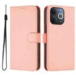 For Realme C71 4G India Skin Feel Solid Color Leather Phone Case with Lanyard(Pink)