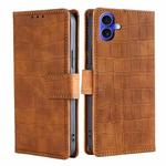 For iPhone 16 Skin Feel Crocodile Magnetic Clasp Leather Phone Case(Brown)