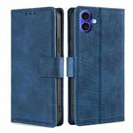 For iPhone 16 Skin Feel Crocodile Magnetic Clasp Leather Phone Case(Blue)