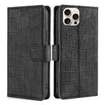 For iPhone 16 Pro Skin Feel Crocodile Magnetic Clasp Leather Phone Case(Black)