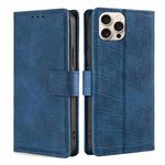 For iPhone 16 Pro Max Skin Feel Crocodile Magnetic Clasp Leather Phone Case(Blue)