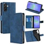 For Samsung Galaxy A36 5G Skin Feel Crocodile Magnetic Clasp Leather Phone Case(Blue)