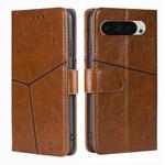 For Google Pixel 9 Geometric Stitching Leather Phone Case(Light Brown)