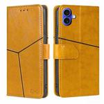 For iPhone 16 Geometric Stitching Leather Phone Case(Yellow)