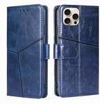 For iPhone 16 Pro Geometric Stitching Leather Phone Case(Blue)