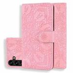 For Samsung Galaxy S23 FE 5G Mandala Embossed Dual-Fold Calf Leather Phone Case(Pink)