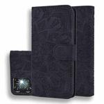 For Samsung Galaxy S24 Ultra 5G Mandala Embossed Dual-Fold Calf Leather Phone Case(Black)